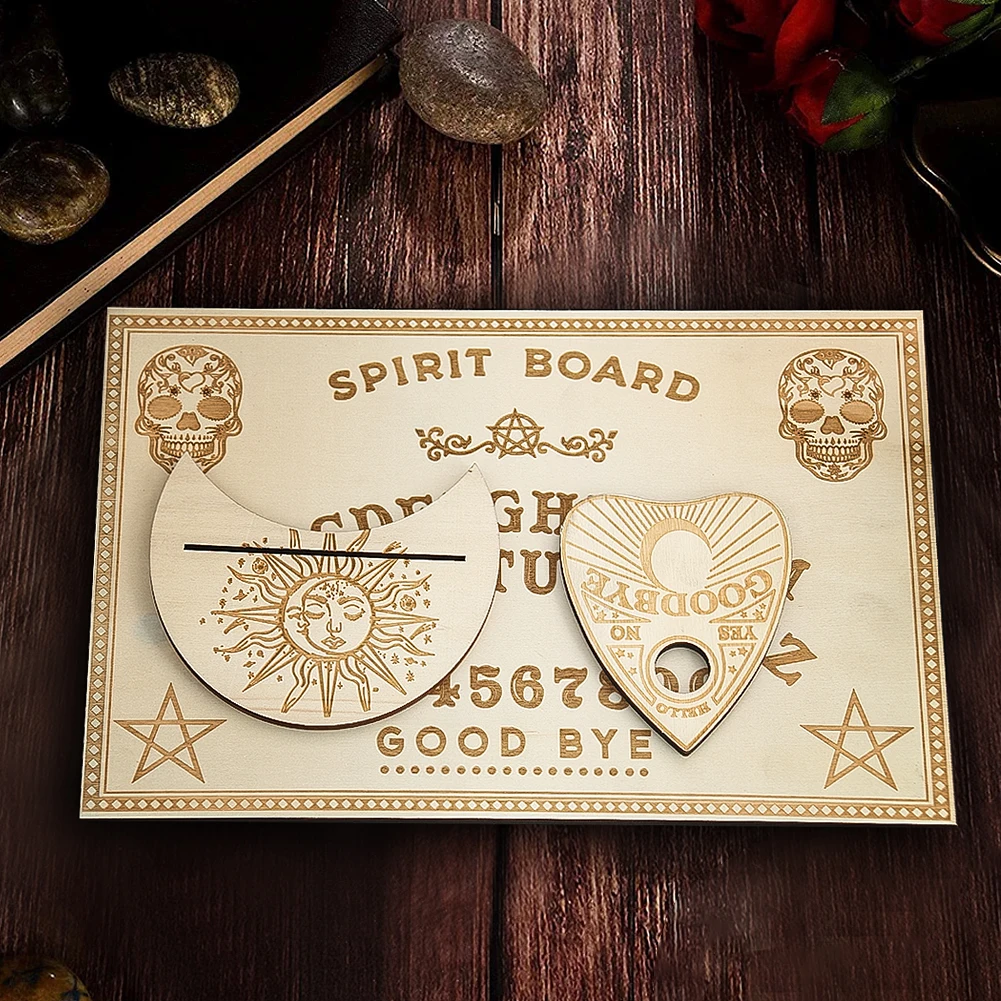 3pc/set Wooden Divination Pendulum Board Engraved Magic Board Tarot Display Base Metaphysical Message Witch's Pendulum Board Kit