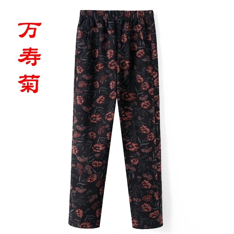 8XL 9XL Frauen Mittleren Alters Hosen Neue Druck Elasti Hohe Taille Casual Hosen Frühling und Herbst Gerade Hosen Oversize Oma pa – Detail 31