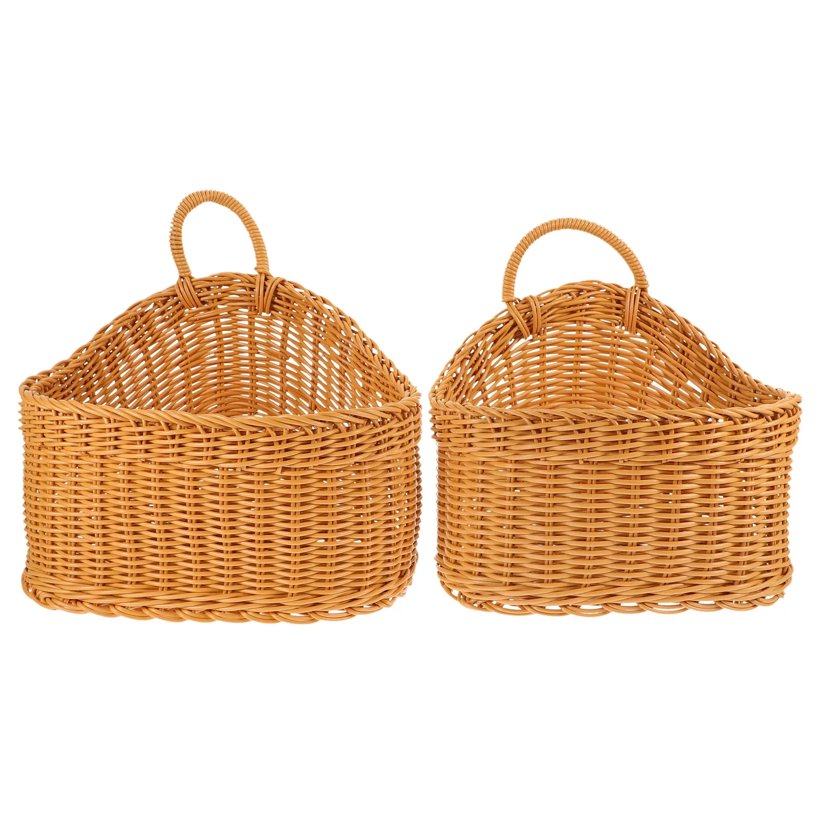 

2Pcs Hanging Woven Basket Small Wall Hanging Storage Basket for Flowers Plants Sundries Kitchen Bathroom Bedroom Living Room