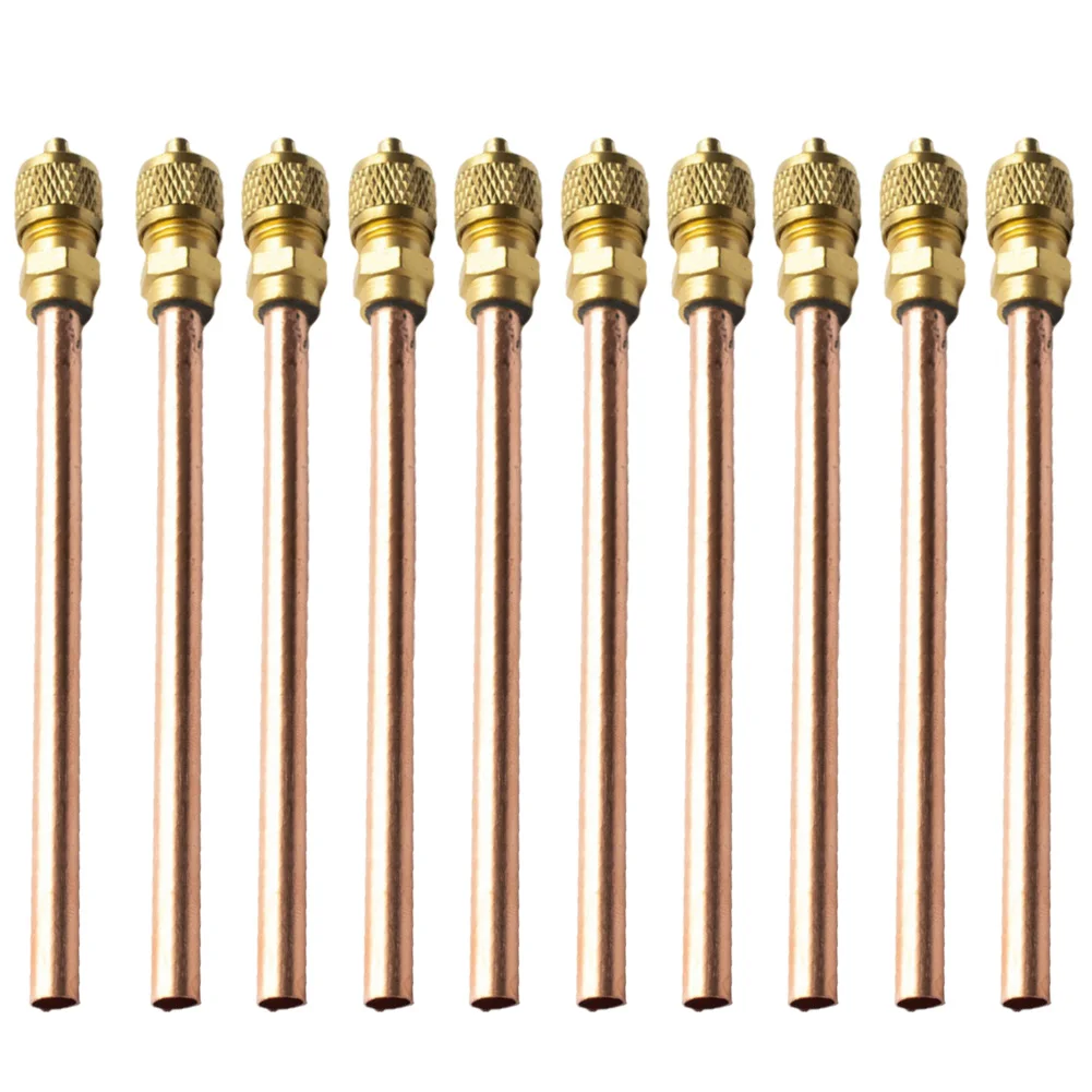 10pc Brass Access Valve Air Conditioner Refrigeration Compressor Maintence Valves Copper Tube Filling Part 3.4Mpa Service Valve