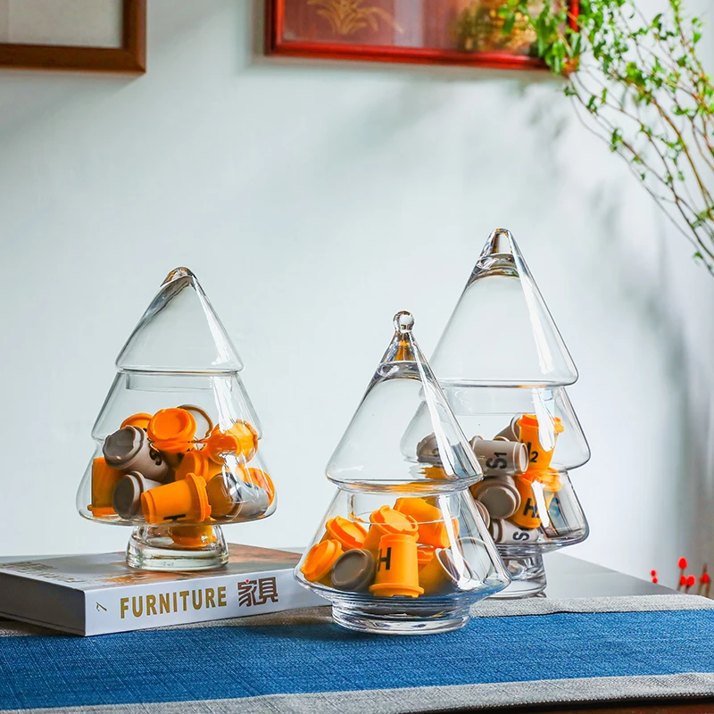 

Transparent Glass Jar Christmas Tree Modeling Coffee Plastic Storage Jar Christmas Window Birthday Party Decorative Jar