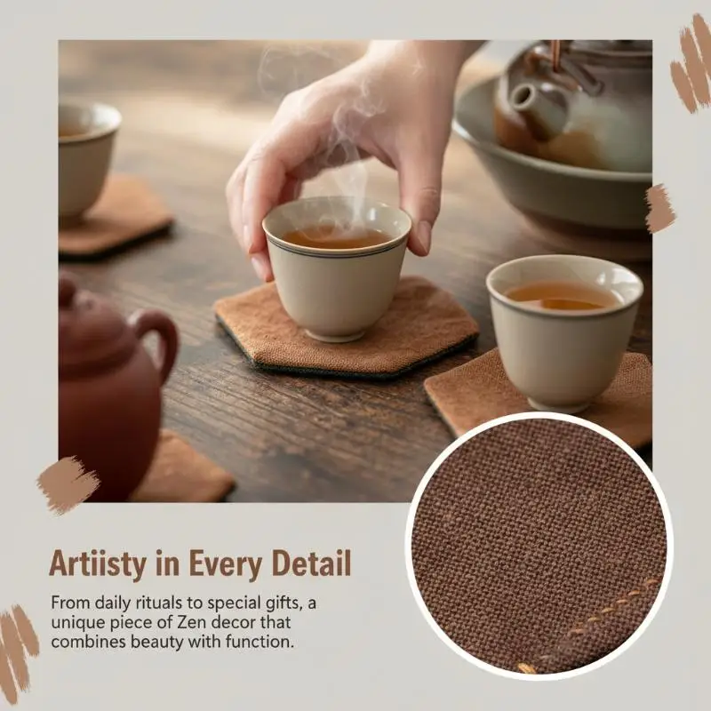New！Teacup Pad Zen Grass And Wood Tie-dye Hand-sewn Tea Space Cup Non-slip And Anti-scalding Heat Insulation Pad