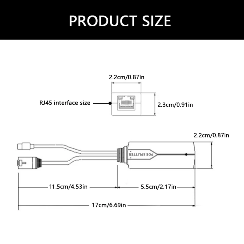 Mini USB C Poe Splitter 48 V bis 5 V für Tablets Kameras IEEE802.3AF/AT Plugs & Play