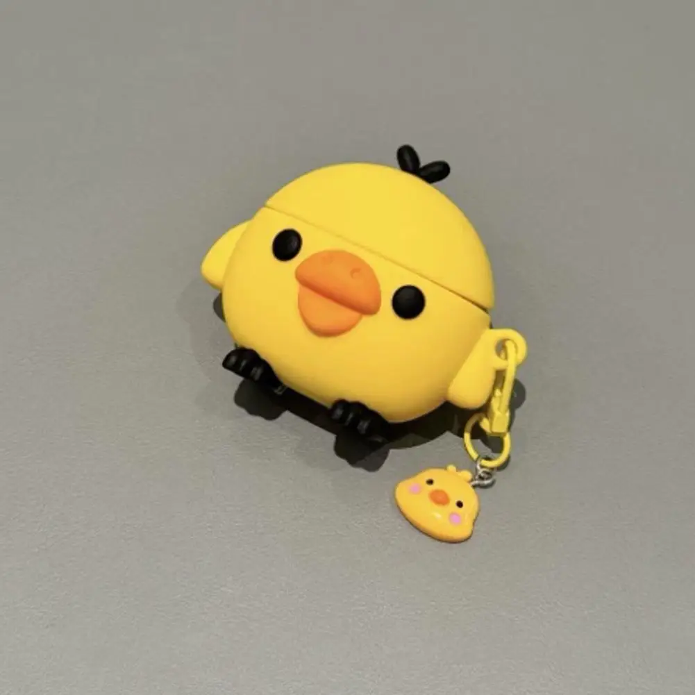 Kawaii 3D Yellow Chick AirPods Case, Soft Silicone Shockproof Protective Cover, Cute Cartoon Earphone Case For AirPods Pro 2/3/4