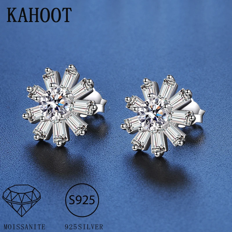 S925 silver 0.5 carat moissanite crystal flower earrings, small and exquisite, daily wear, gift to friend and wife