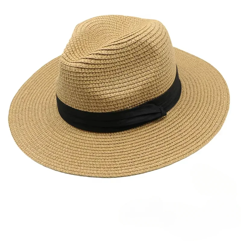 Summer Hat Women Wide Brim Straw Panama Foldable Hat Beach Sun Protection Hat image 3
