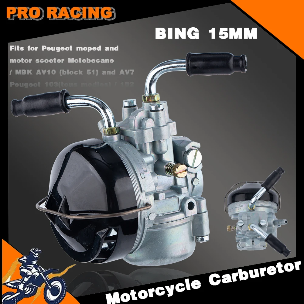 BING15MM Motorcycle Carburetor For Dellorto SHA 15/15 Youngst 50 2007-2011 Peugeot 102 MBK 51 AV10 AV7 2 Stroke Moped SHA4 SHA15