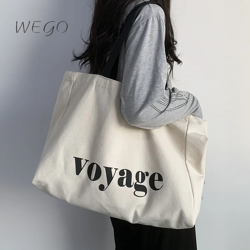 

Japanese Letter Canvas Bag Women's Shoulder Cute Literature Art Cartoon Student Large Capacity Canvas Handbasg