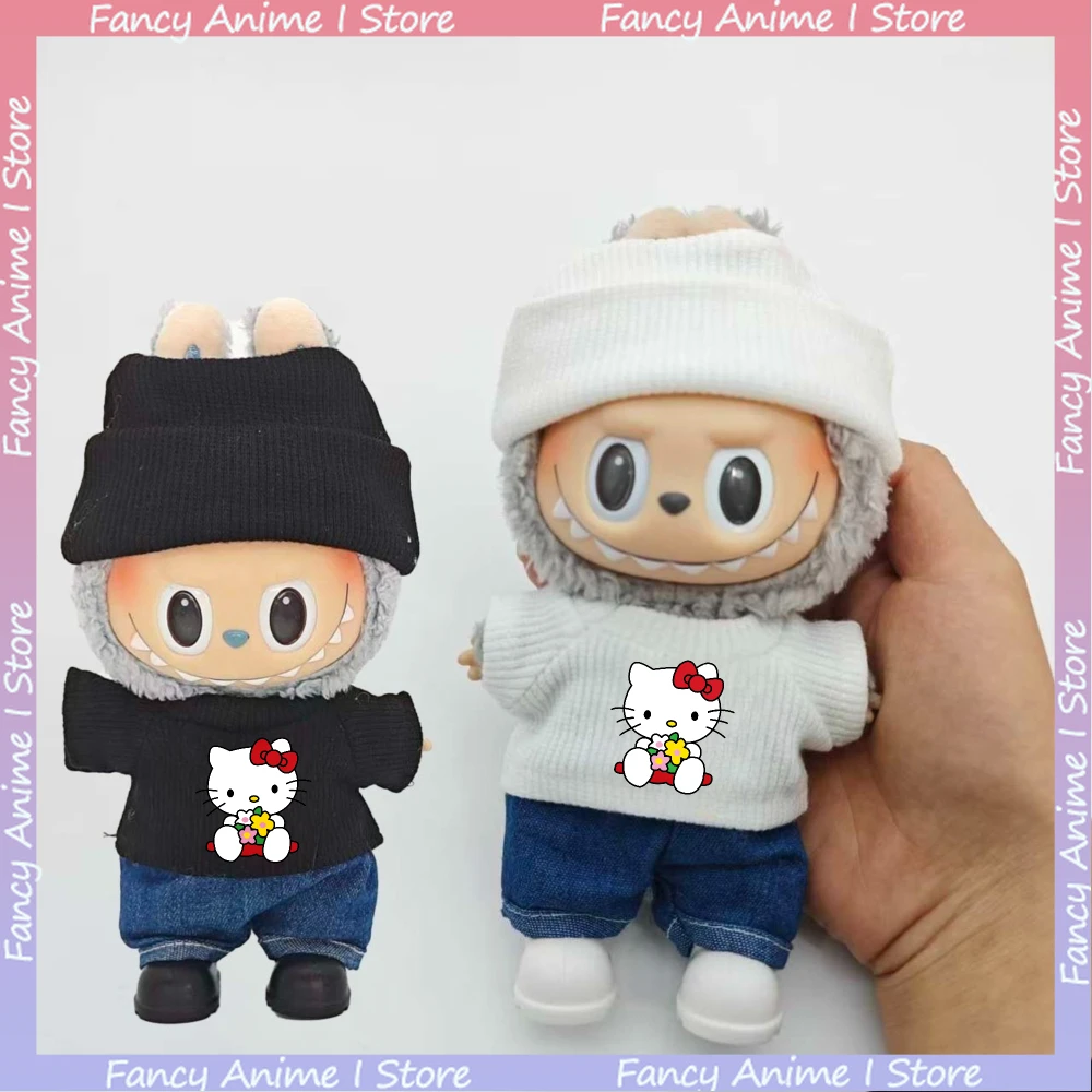 

Одежда для куклы Labubu 15-17 см, милая модная одежда с героями мультфильмов «Hello Kitty», штаны и обувь, наряд, мини-плюшевые аксессуары для кукол