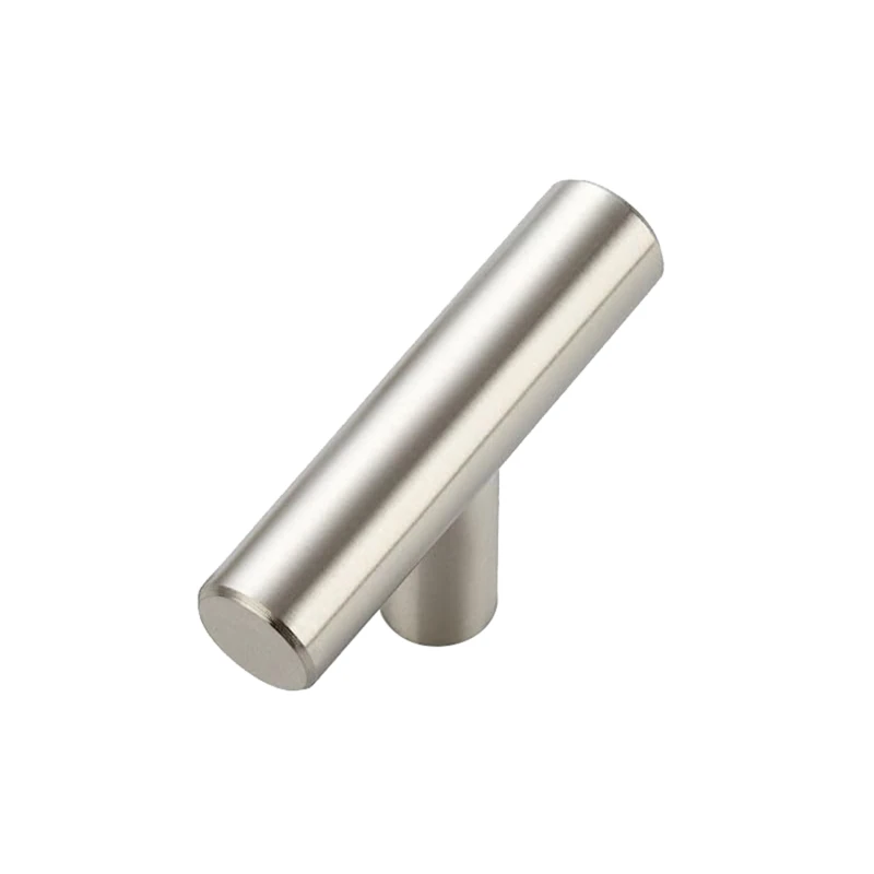 2pcs T-shaped Stainless Steel Furniture Handles Wardrobes Door Pulls Single Hole Drawers Knobs Silvery Cabinet Handles