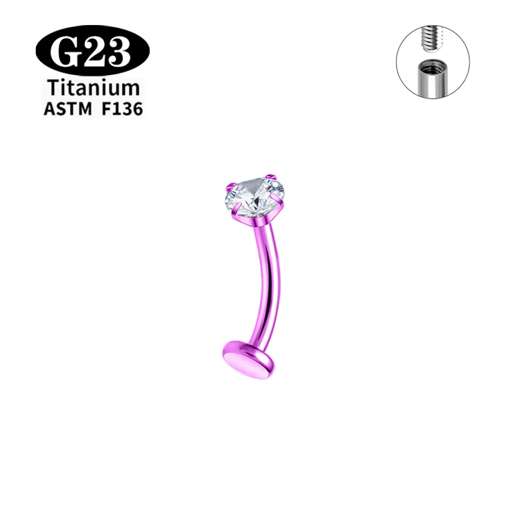 ASTM F136 G23 Titan Bauchnabelpiercing Körperschmuck mit Innengewinde und Zirkonia, 14G 8mm 10mm 12mm 14mm 16mm – Detail 5