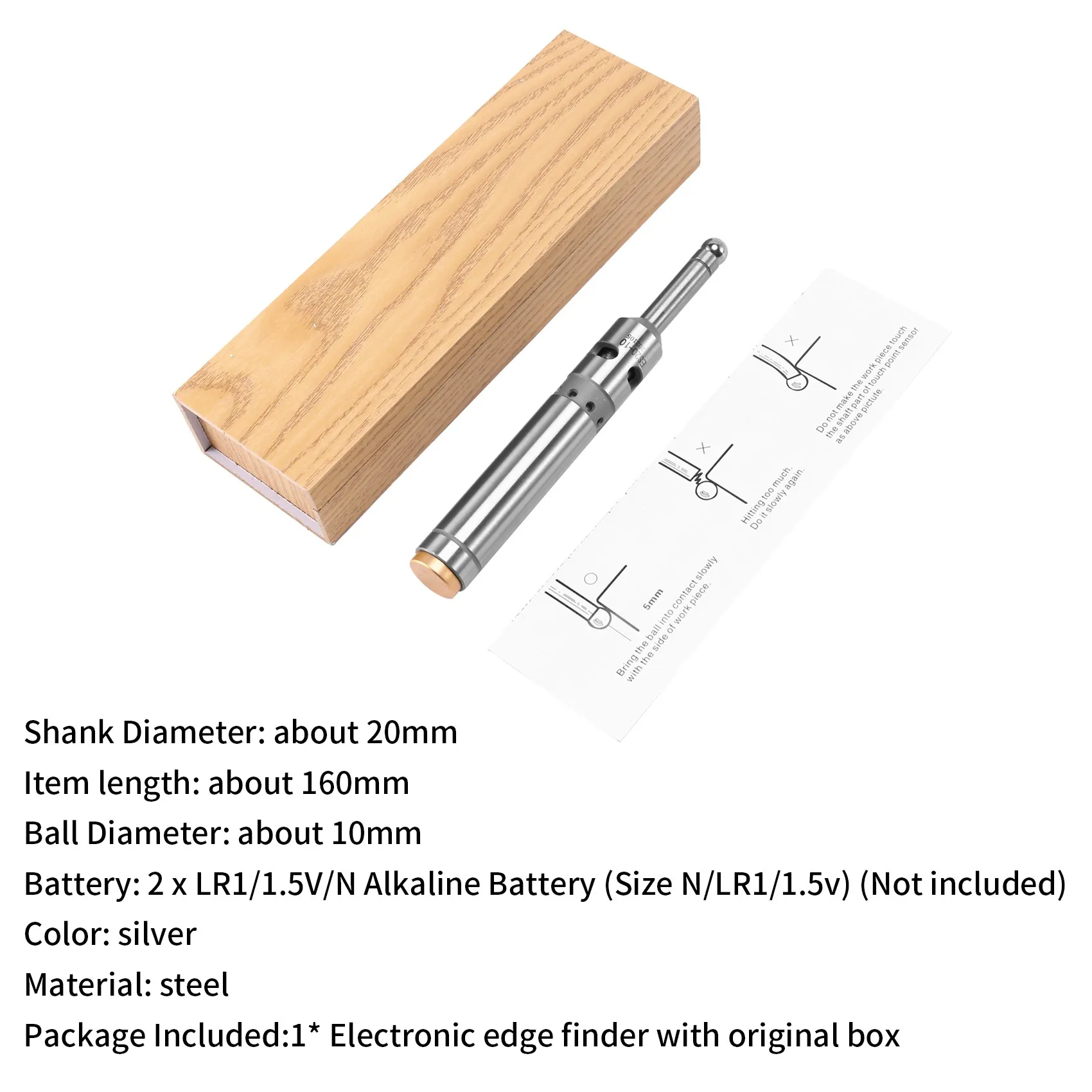 AB47-buscador de bordes electrónico, Sensor de punto de contacto con pitido Led, sonda endurecida, suelo de precisión para fresado de máquinas Cnc