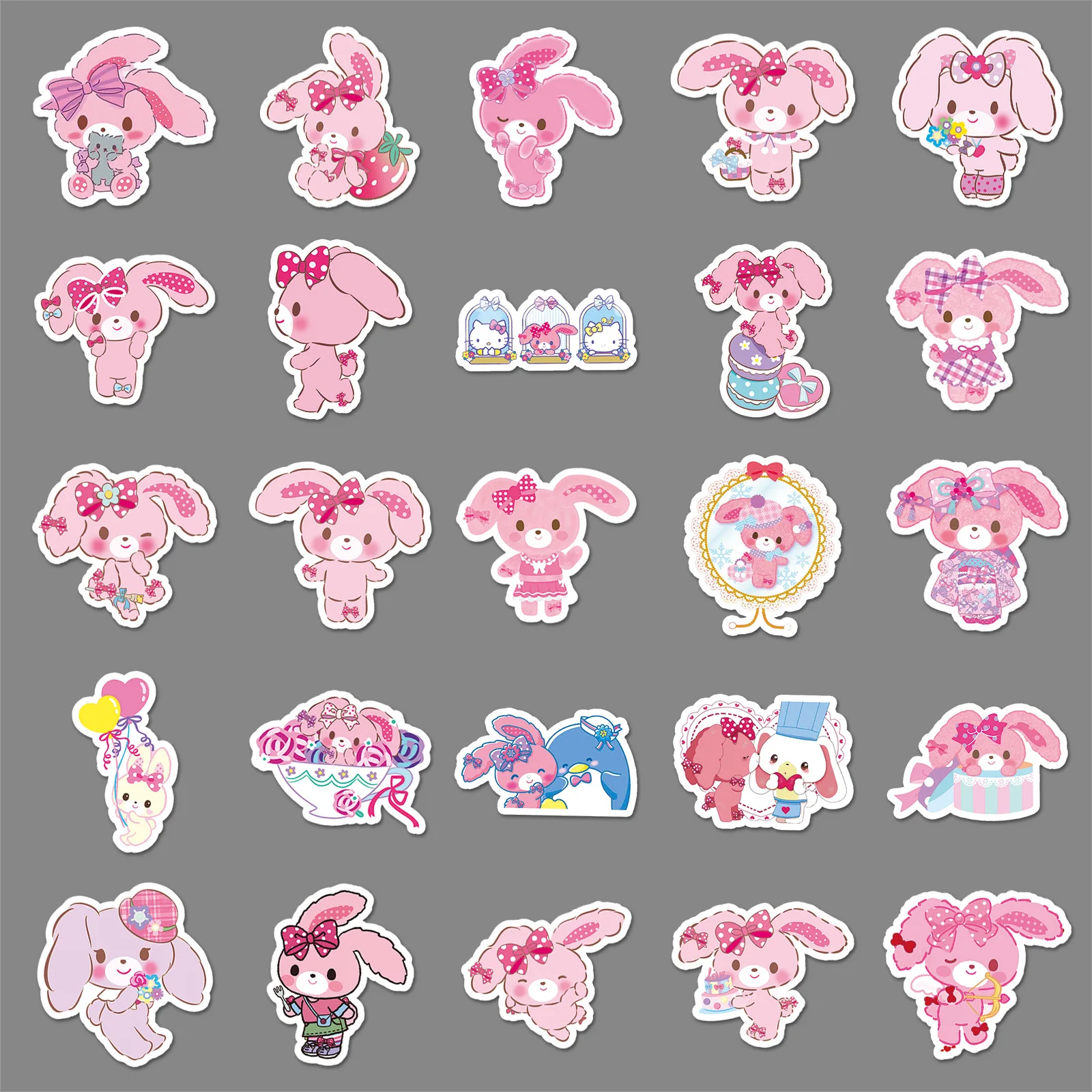 

50PCS Cartoon Pink Cute Bonbonribbon Stickers Sanrio Doodle Waterproof Decal Toy Funny Creative DIY Scrapbook Guitar Diary
