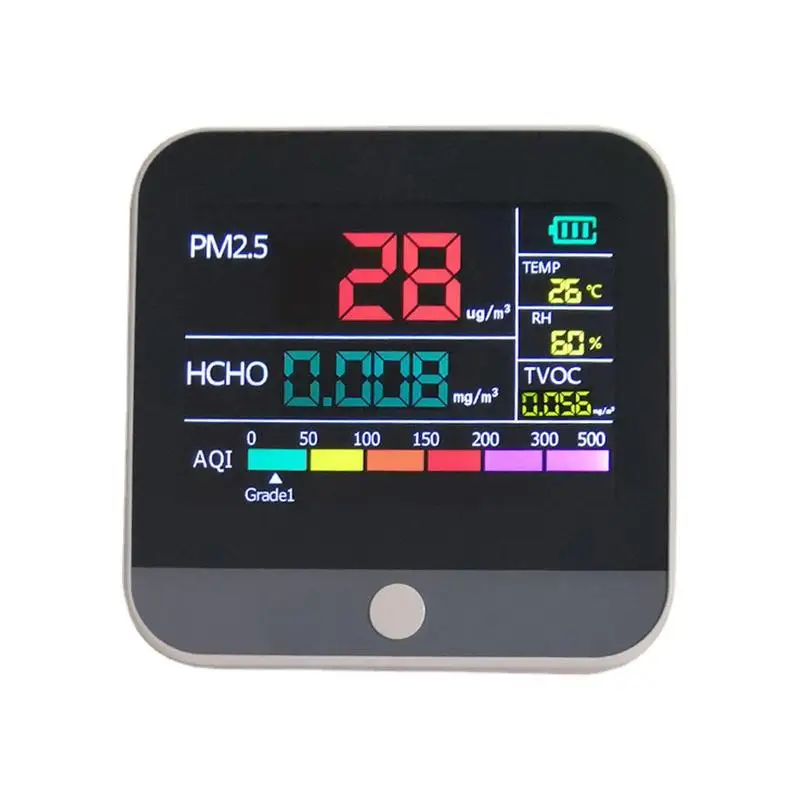 4 In 1 PM2.5 Air Quality Indexs, TVOC HCHO Multifunctional Air Quality Monitor LCD Large Screen Display Home Air Quality Tester