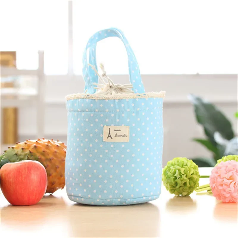 Cartoon Dot Lunch Bags Thermal Insulated Cooler Bags Women Kids Lunch Tote Fruit Foods Container Bags Bolsa Feminina