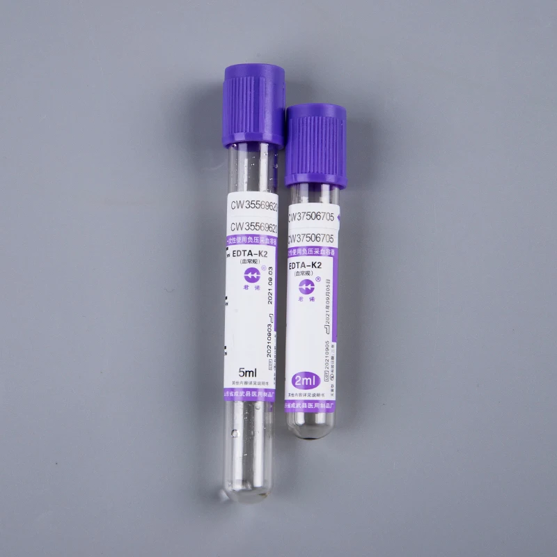 10pcs 2ml/5ml Medical Disposable EDTA-K2 Vacuum Blood Collection Tube With Cap