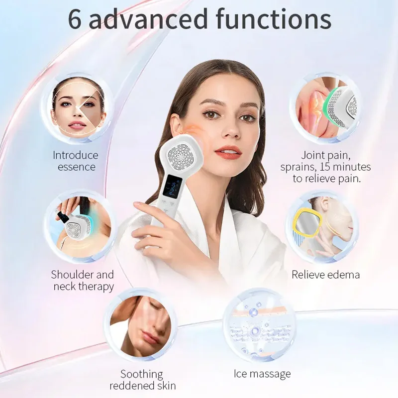 美顔器 6 色 LED フォトンスキンケアフェイスリフティング引き締めしわ除去温冷湿布肌の若返り