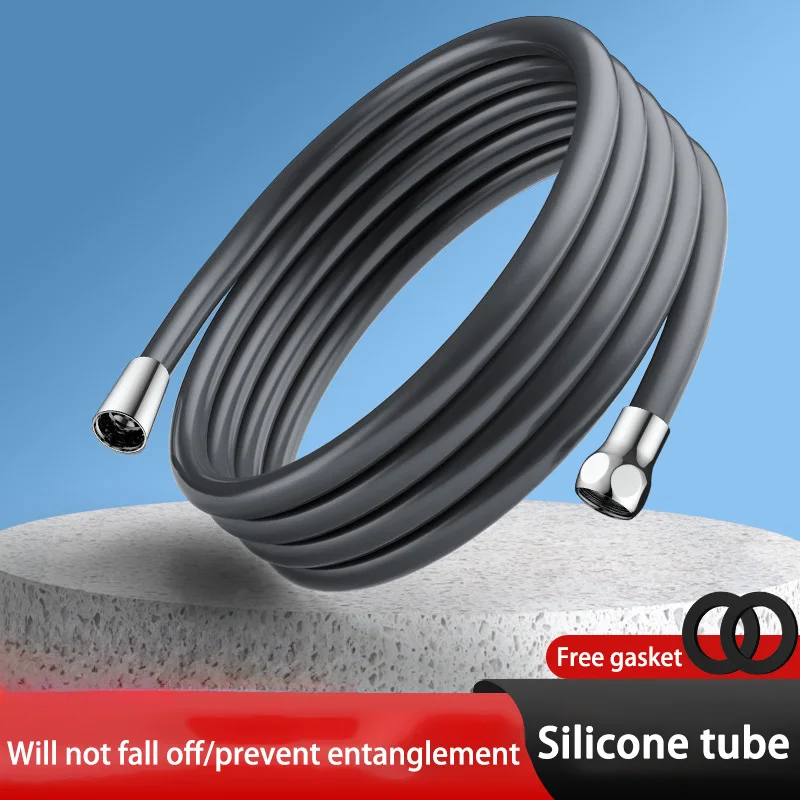 Silikon Esnek Duş Hortumu Anti-Sarma Uzatma Patlamaya Dayanıklı Yüksek Basınç Borusu Duş Başlığı Tüpü Banyo Aksesuarı