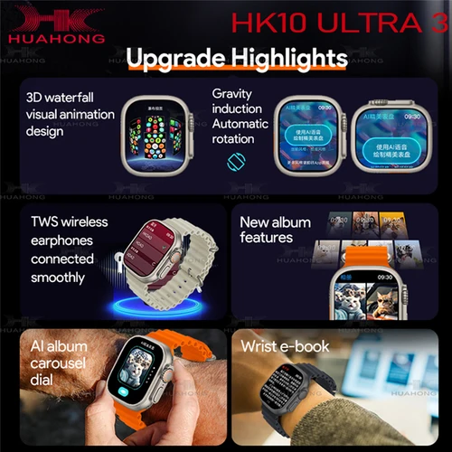 Imagen 2 del producto Nuevo reloj inteligente HK10 ULTRA 3 4G ROM ChatGPT NFC brújula HK9 ULTRA2 MAX reloj actualizado deportes BT llamada reloj inteligente de moda de alta gama
