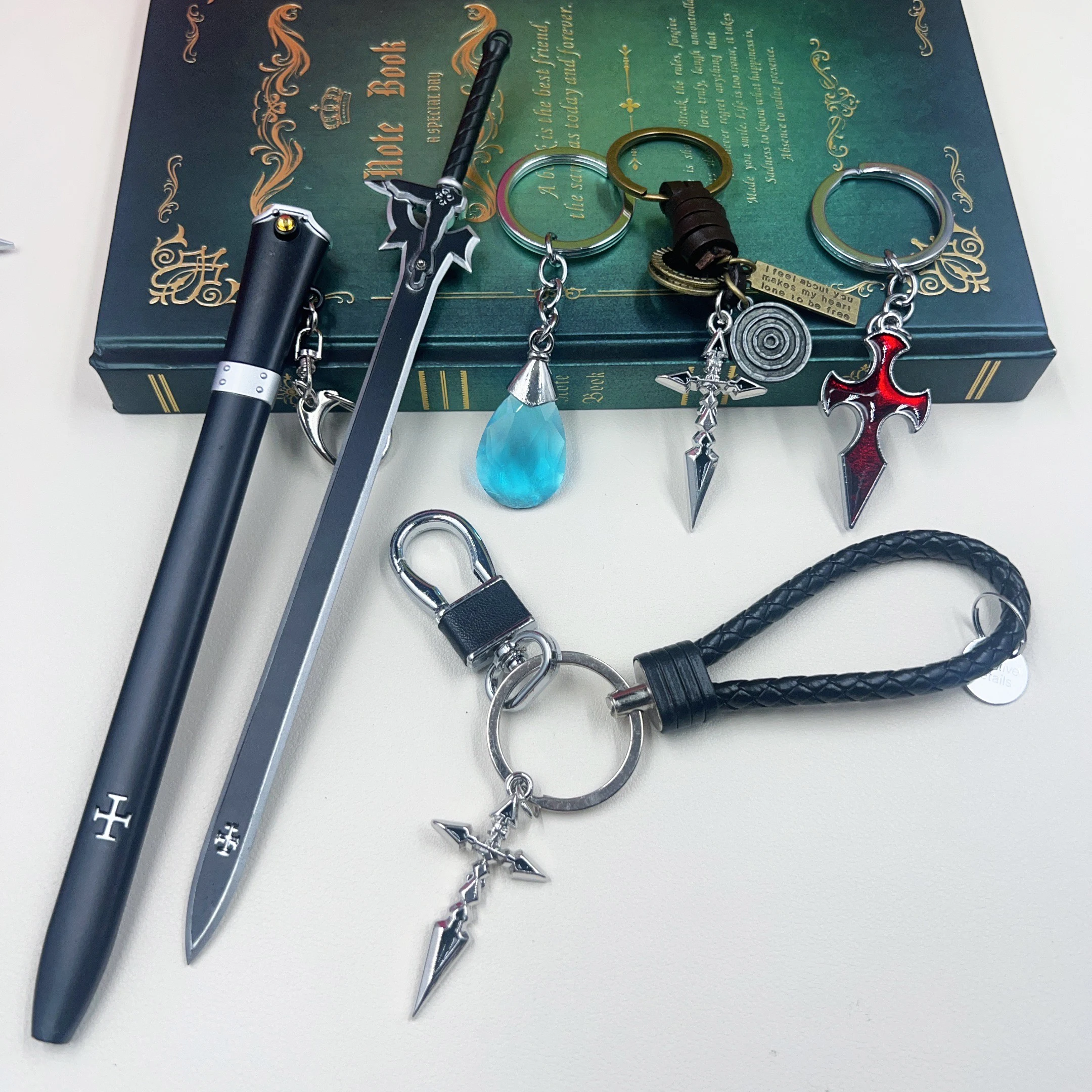 LLavero de espada de Repulser oscuro de 22cm, SAO Art Online, mercancía de Anime Kirigaya Kazuto 1:6, modelo de espada de Metal, adornos para el hogar, joyería