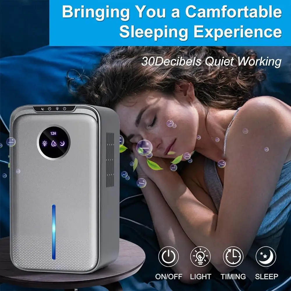 Compact Dehumidifier 95OZ Home Use Quiet Automatic Defrost Drain Hose Indoor Dehumidifier Bathroom Bedroom Efficient Moisture