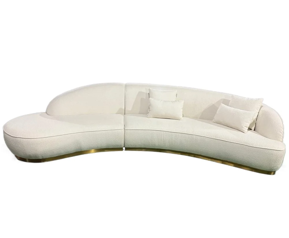Custom Modern Living Room Sofa Furniture Curved Bean & Cloth Combination Fabric Cooling Feature for Workshops