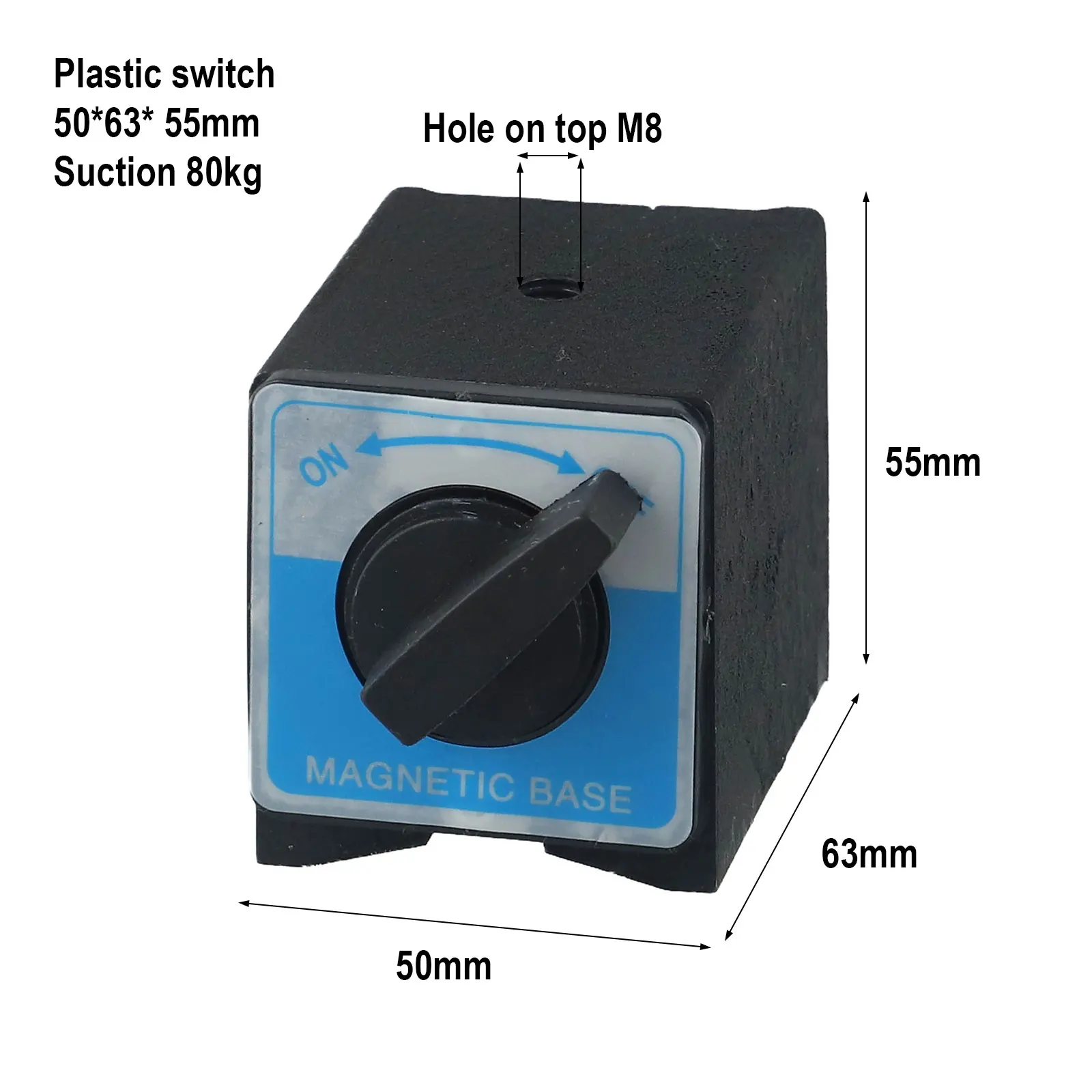 For Setup And Removal 2.16 Inches High X 2.48 Inches Wide X 1.96 Inches Long Magnetic Meter Base M8 X 1.25 Threaded Holes