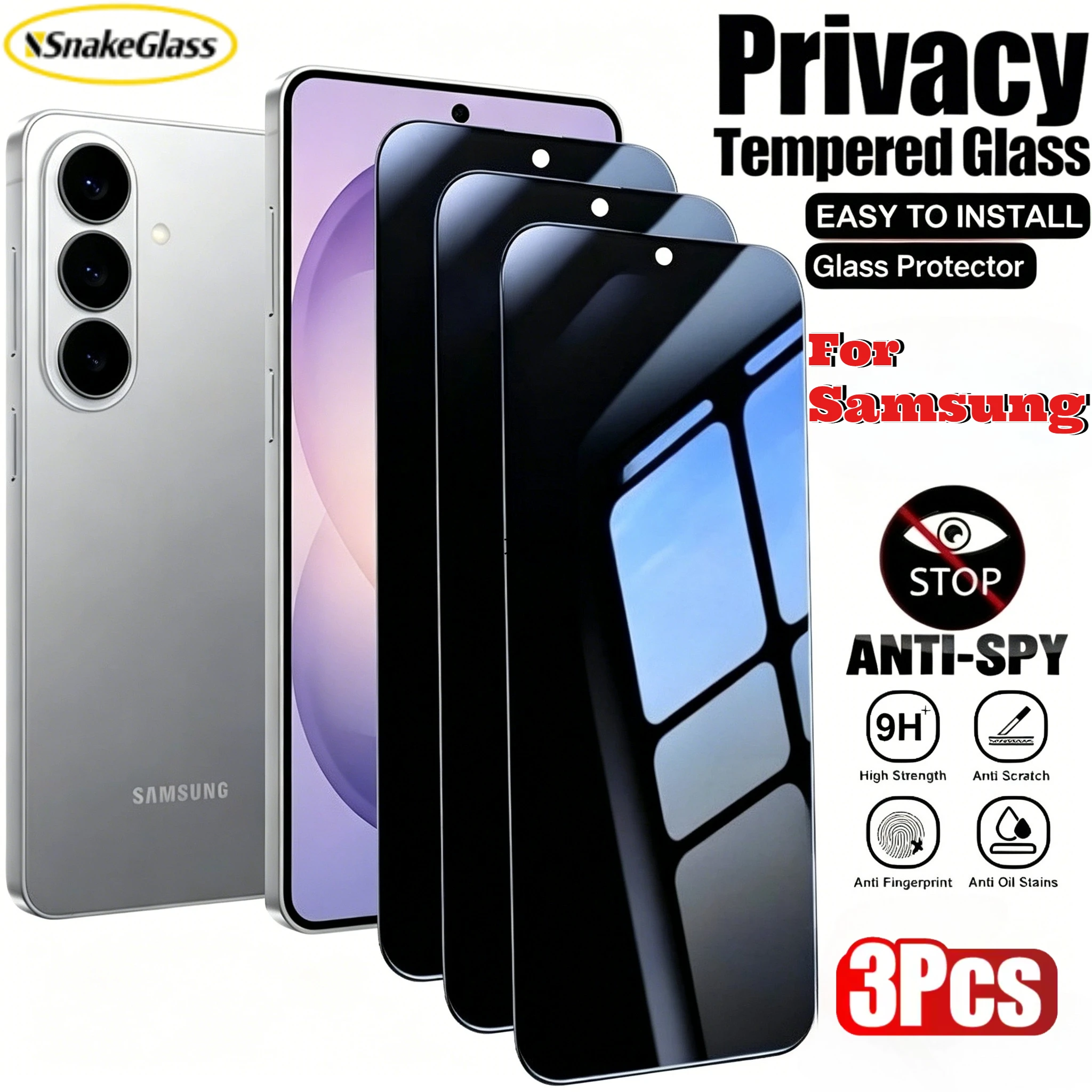 3Pcs Privacy Full Screen Protector for Samsung Galaxy S26 Ultra S24 Plus S23 S22 S21FE S25 Edge S20FE Frosted Anti-Scratch Glass