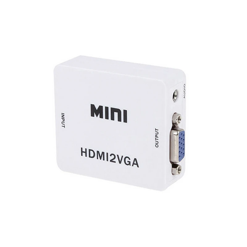 Konwerter wideo Mini HDMI-kompatybilny z VGA 1080P Full HD na PS3, XBOX, STB, PC, Laptop, projektor, HDTV, DVD z gniazdem Audio 3.5mm