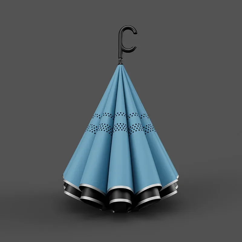 24-Rib Automatic Reverse Umbrella Extra Large Heavy Duty Windproof Long Handle Sturdy Rain Umbrella for Men Car Use 역방향 장우산