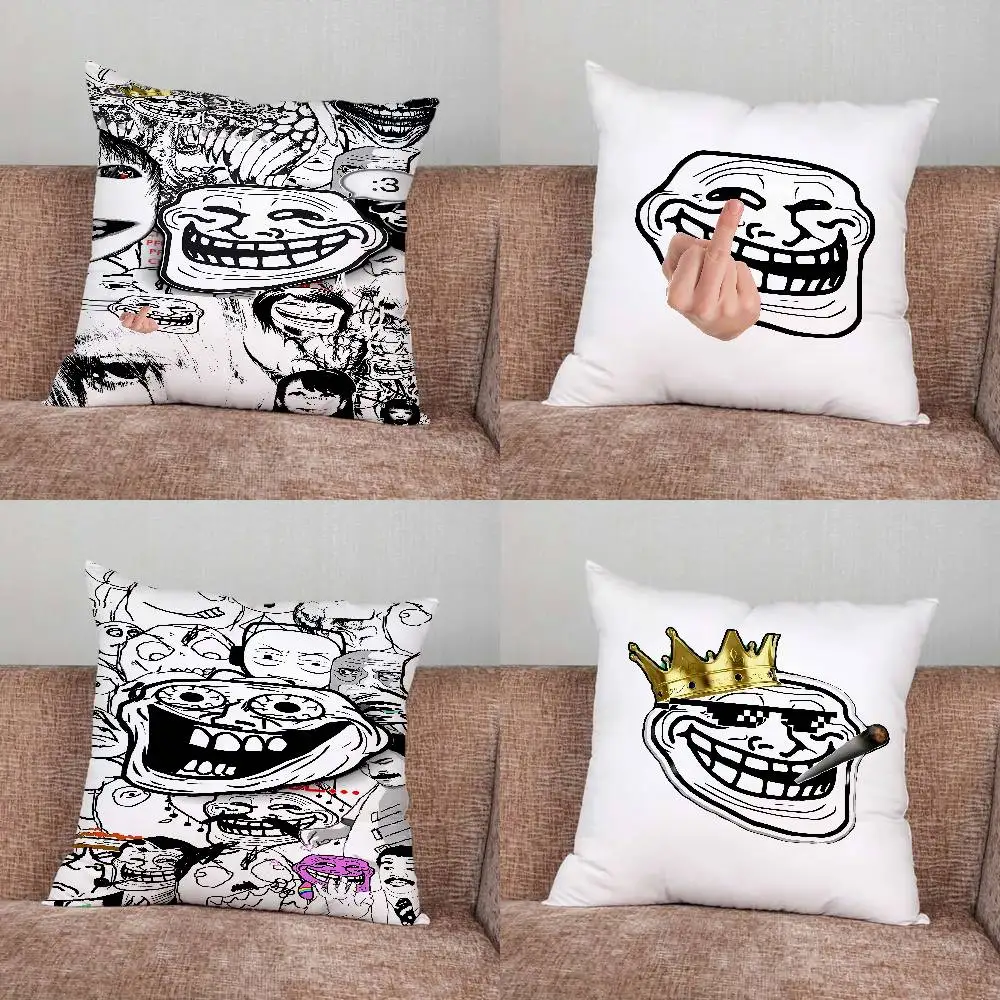 

Ugly T-Trollface T-Troll Funny Face Pillow Case For Home Bedroom Car Office Decoration Living Room Sofa Cushion Cover Suitable