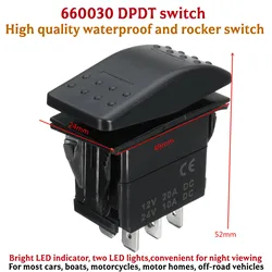 7Pin DPDT ON-OFF-ON 2 LED ARB Marine 12/24V Rocker Switch Waterproof And Rocker Switch For Most Cars, Boats, Motorcyc