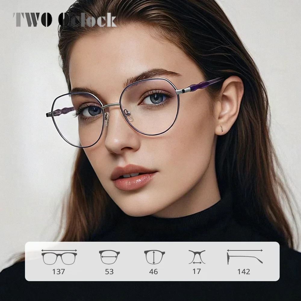 Fashion Oval Eyeglass Frames for Woman Designer Luxury Blue Light Blocking Glasses Metal Insert Optical Frame Decorative Glasses