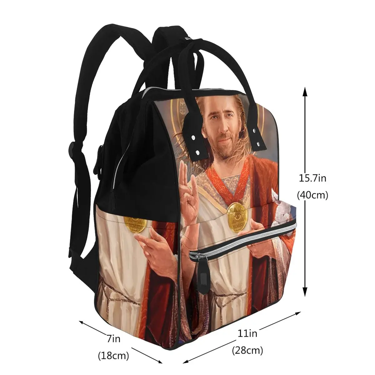 Nicolas Cage, Saint Nicolas Of Cage Student Backpack School Bag Hiking Travel Daypack for Men Women Bookbag Shoulder Bags