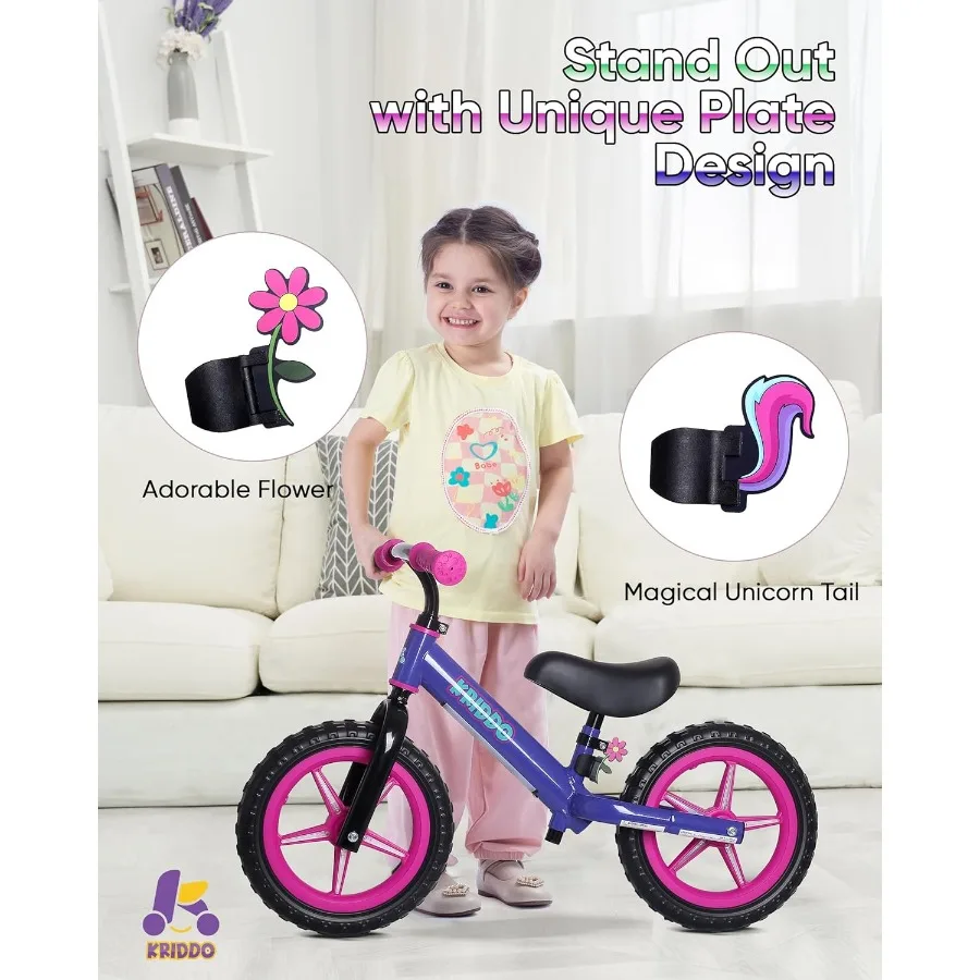 Balance Bike per bambini di 2 anni Balance Bike per 2-5 anni Doppio cuscinetto per una guida più liscia Adorabile piastra sedile regolabile