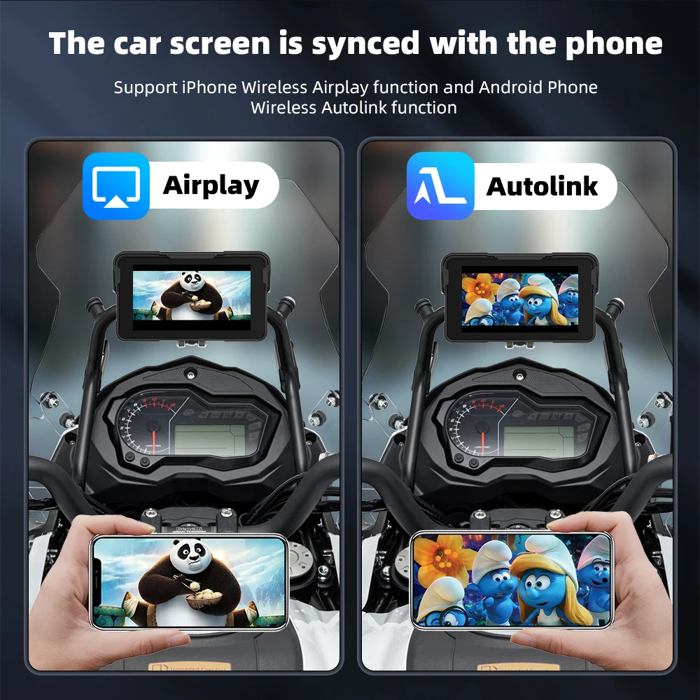 5 inch Wireless CarPlay Android Auto Portable Digital Motorcycle Dashboard Dual Bluetooth GPS Navigation Display Screen Monitor