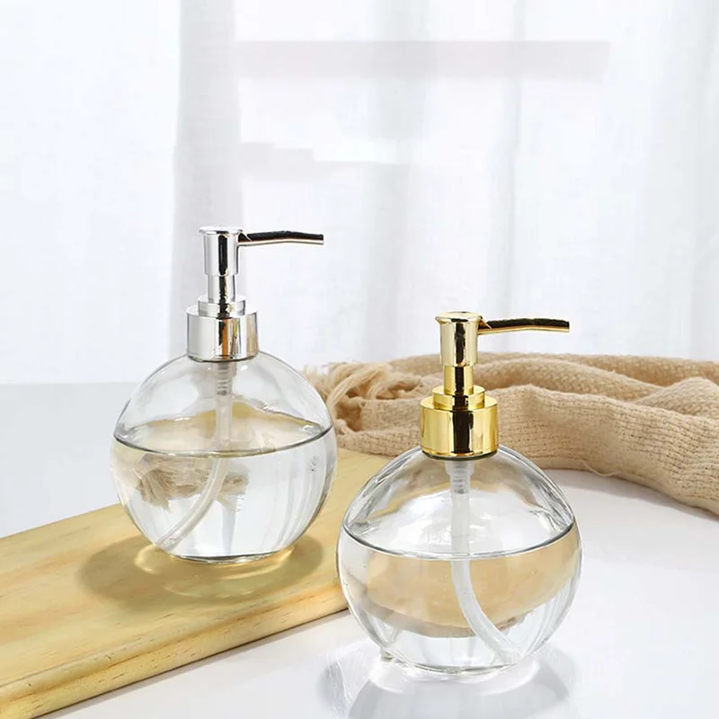 400ml 투명 유리 병 리필 용 병 휴대용 병 여행용 컨테이너 리필 형 프레스 타입 화장품 용기