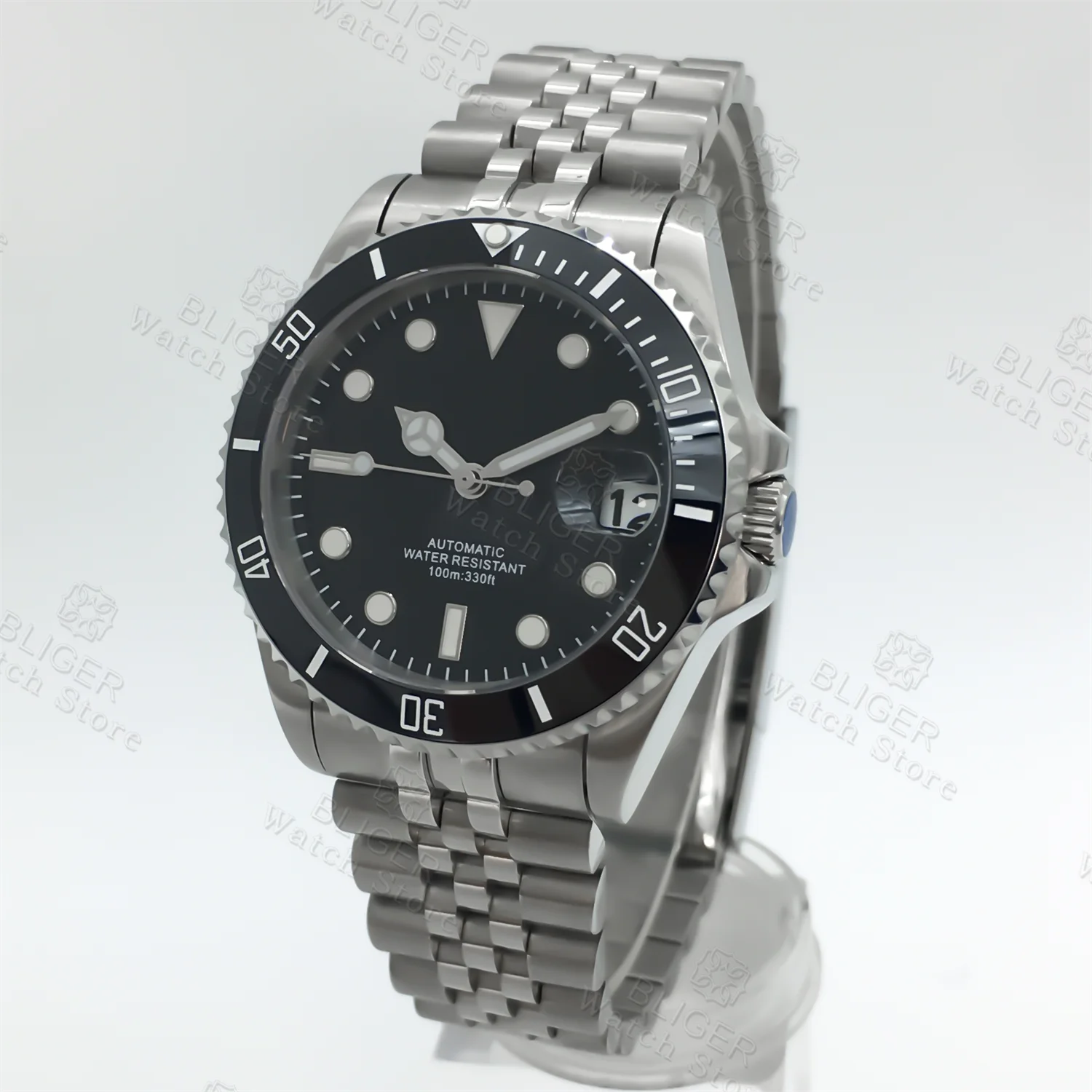 BLIGER 36 มม.38 มม.ดําน้ําอัตโนมัตินาฬิกาผู้ชาย NH35A PT5000 วันที่ Sapphire Glass หมุนเซรามิค BEZEL Luminous Mechanical นาฬิกาข้อมือ