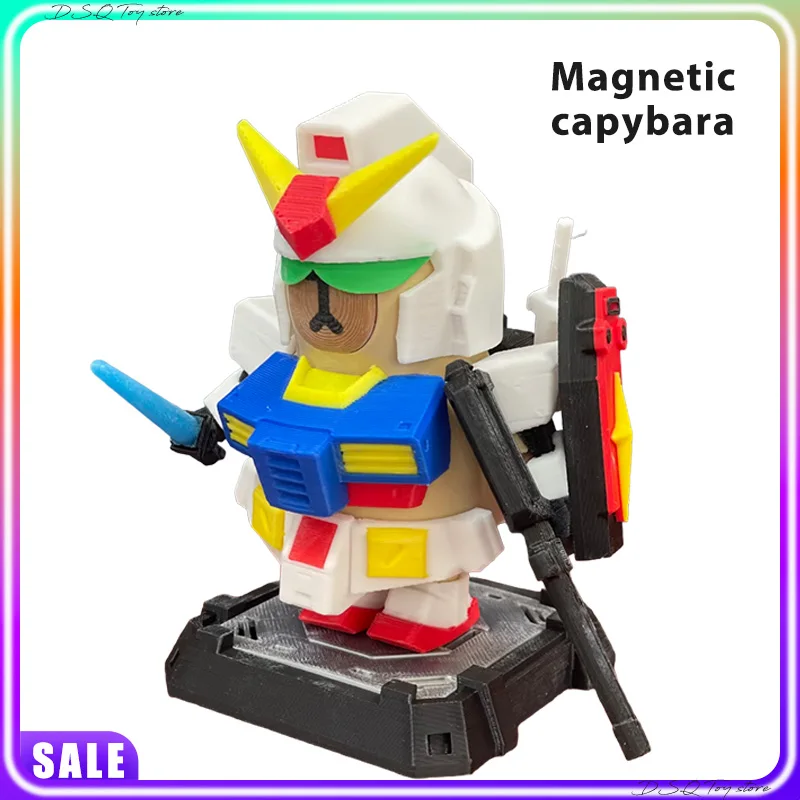 

Three Models Magnetic Cartoon Capibala Mecha Armor Decoration Toy Fun Doll Figurines Desktop Decorative Ornaments Holiday Gifts