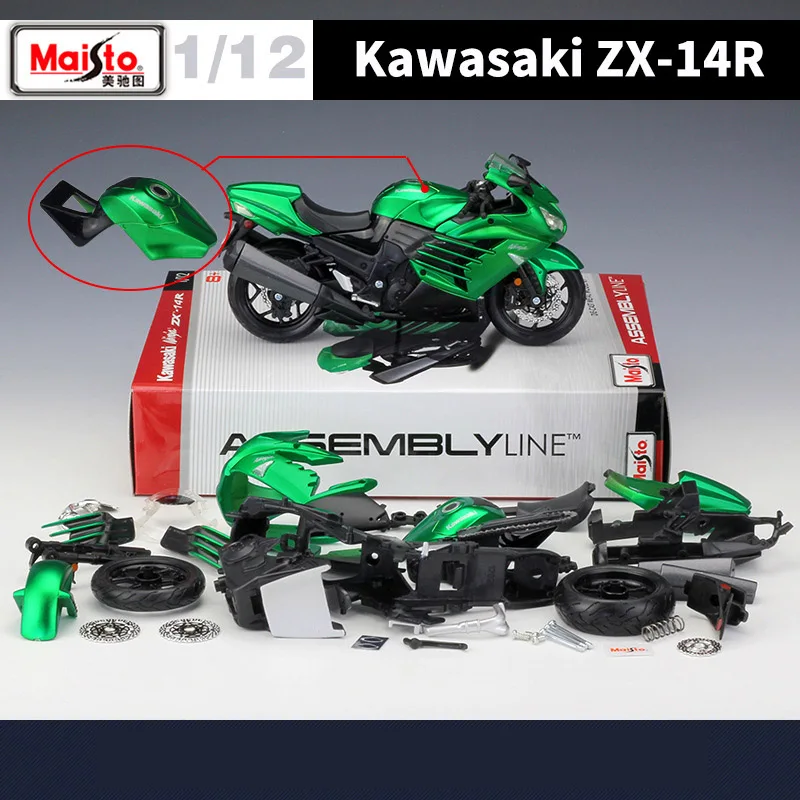 Maisto 1:12 가와사키 ZX-14R 어셈블리 버전 합금 오토바이 모델 다이 캐스트 금속 장난감 오토바이 모델 컬렉션 어린이 선물