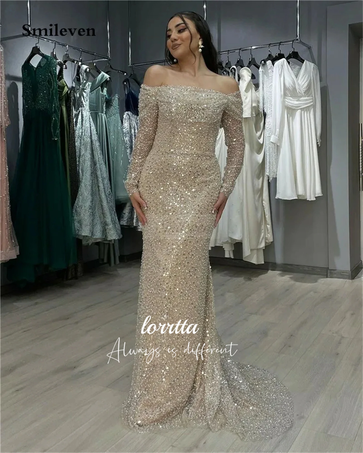 Grace Bead Embroidery Fabric Mermaid Ball Gown High Quality Luxury Dress Customized Weddings Luxurious Turkish Evening Gowns