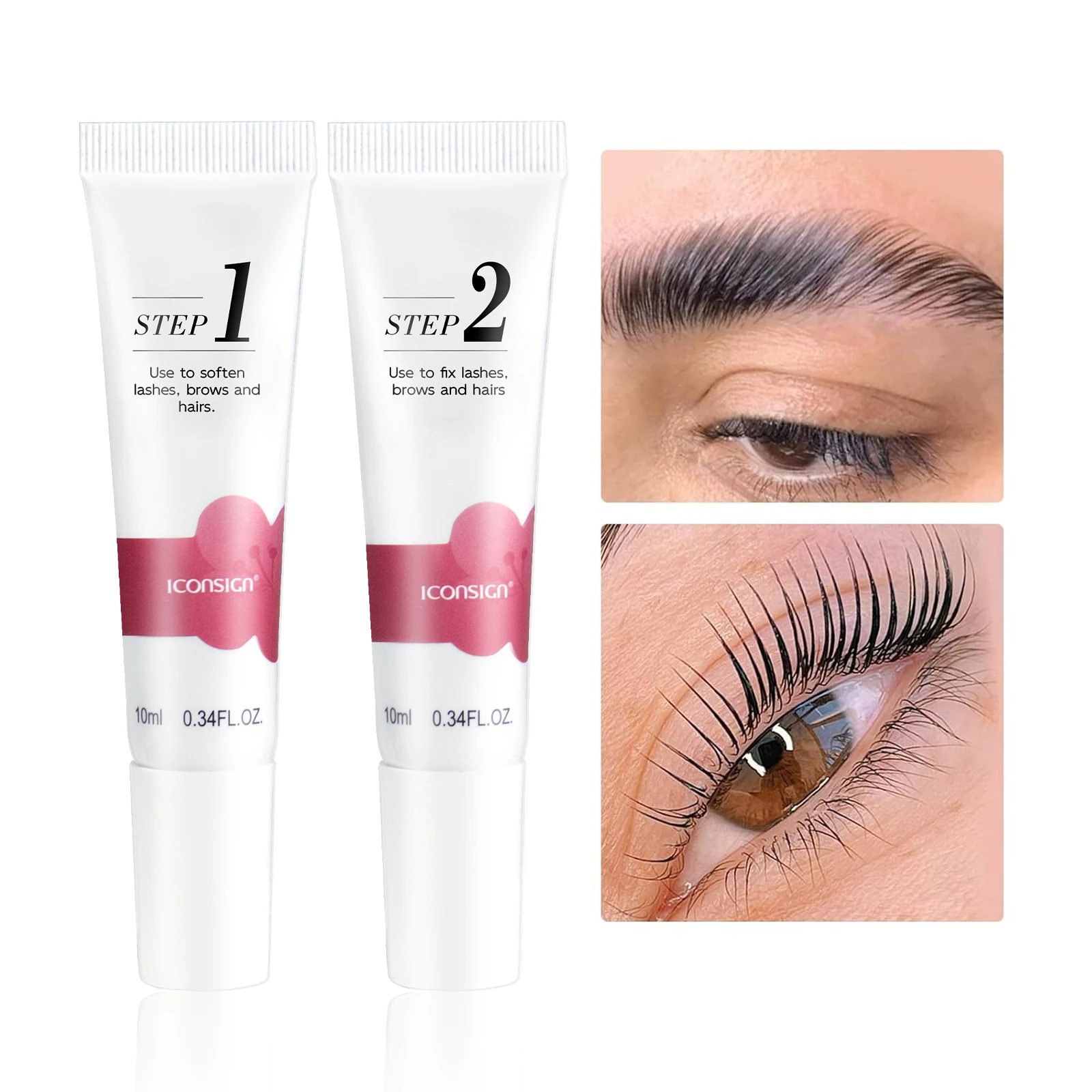 ICONSIGN Camellia Lift Set, eine sanfte Formel mit Kamelienextrakt für langanhaltende Ergebnisse – hält Wimpern und Augenbrauen geschwungen