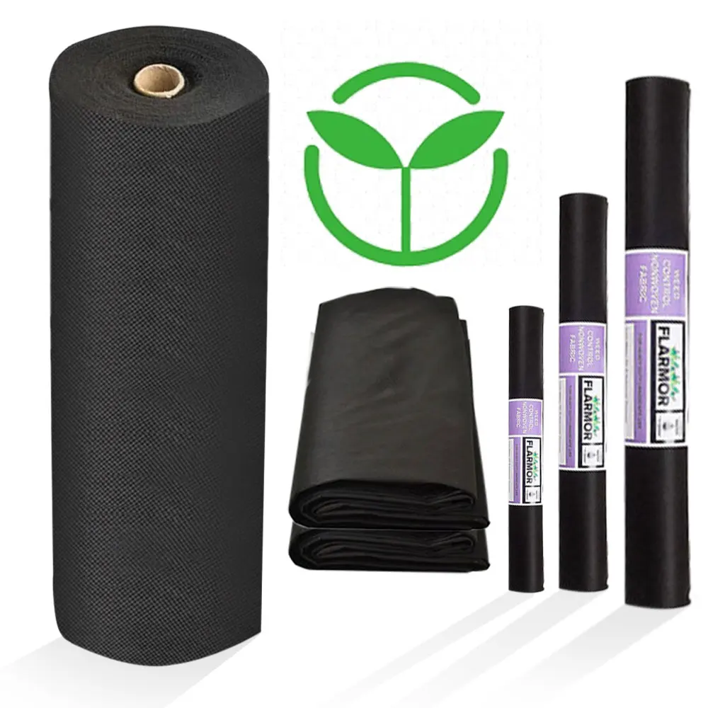 Black Diodegradable Weed Barrier Fabric para a agricultura, gramado, controle rude, jardim não tecido chão esteiras, plantas proteger a cobertura