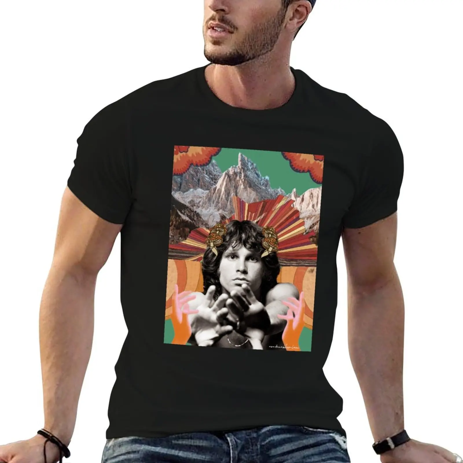 

Jim Morrison Collage T-Shirt cotton t shirt man man t shirt cotton high quality T-Shirt