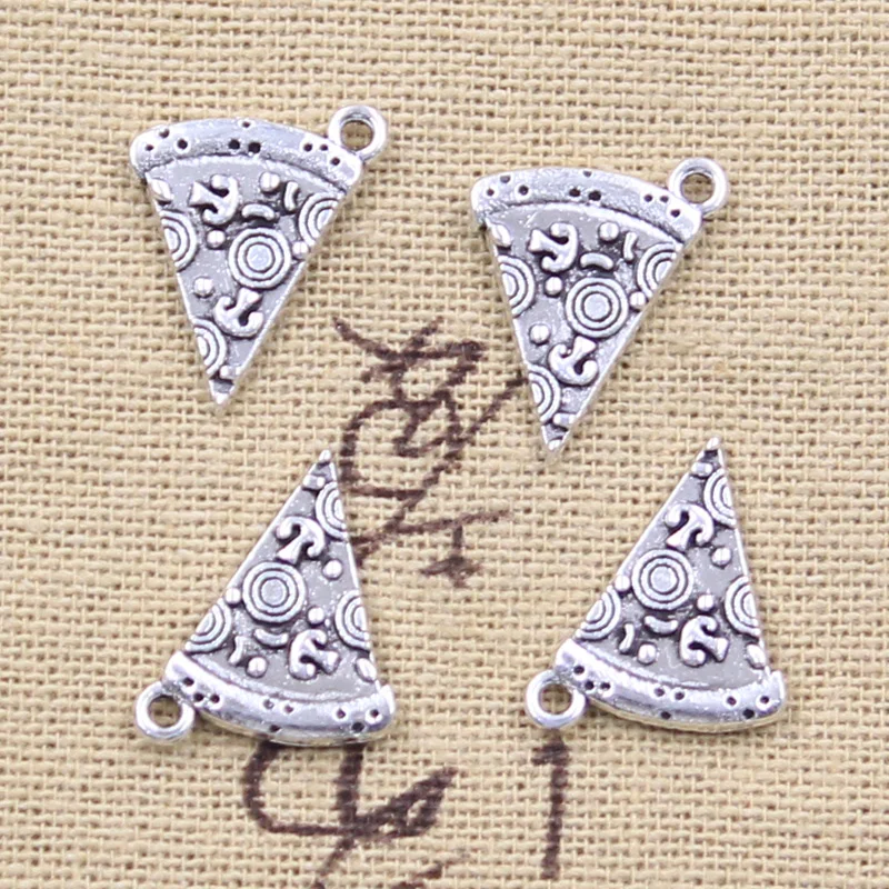 20pcs Charms Food Pizza Cate 18x14mm Antique Silver Color Pendants Making DIY Handmade Tibetan Finding Jewelry