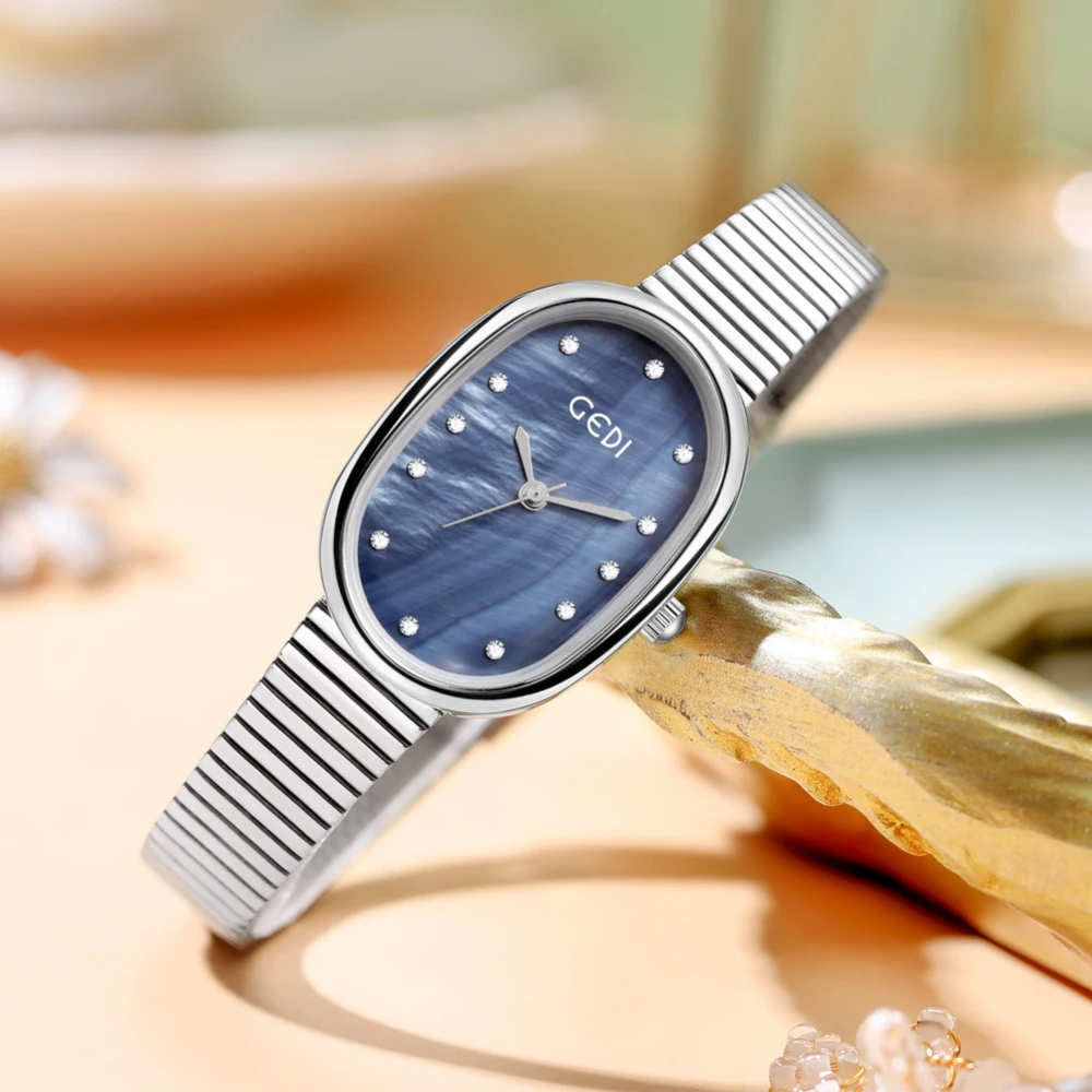 Elegant Women Watches Silver Stainless Steel Strap Oval Design Fashion Casual Minimalism Quartz Lady Watches Luxury Gift Clock