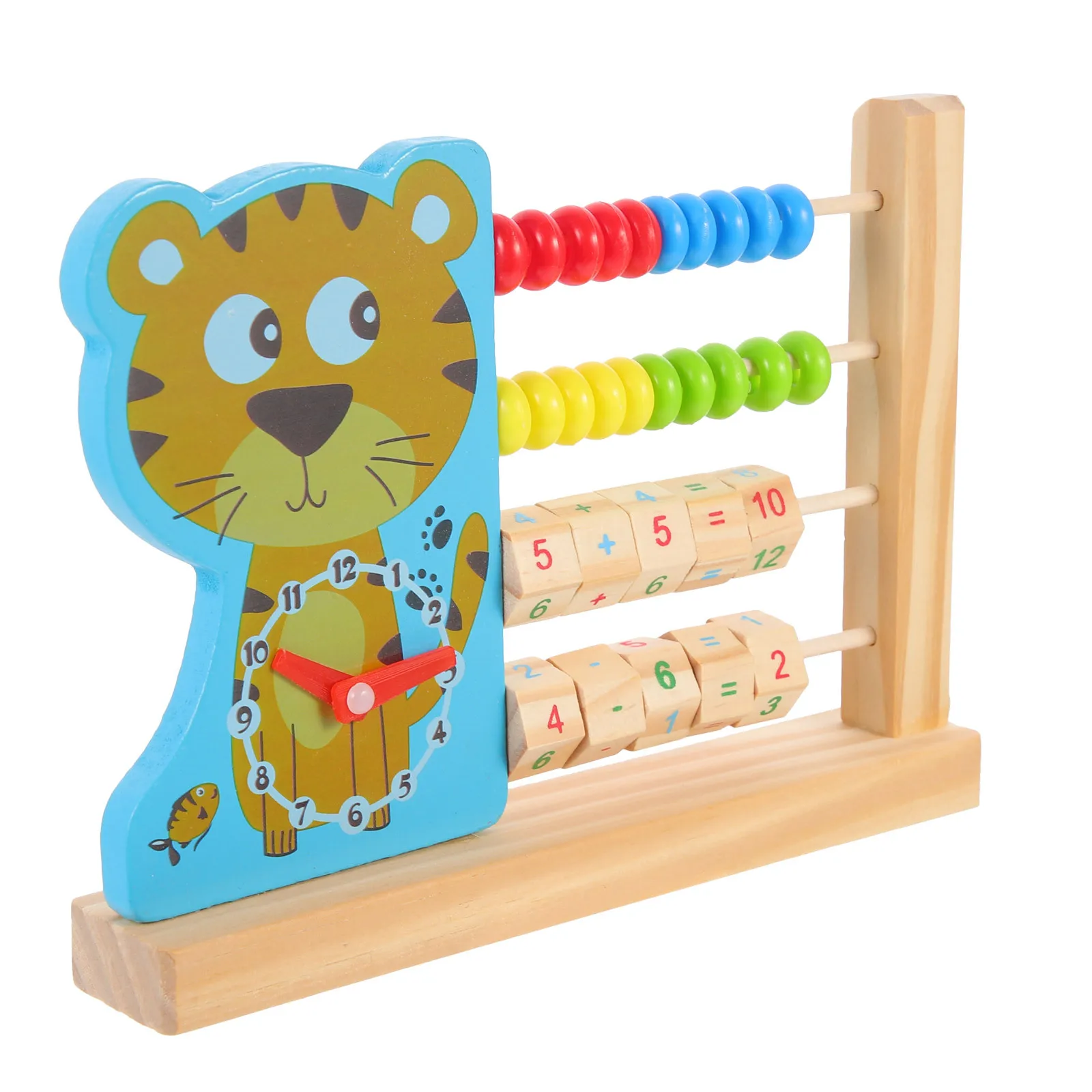 ساعة خشبية ملونة المعداد أداة الحساب التعليمي المبكر للأطفال الرياضيات الإدراك العد تعلم تحسين الذاكرة #5