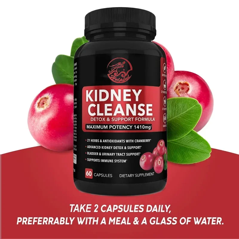 

60Kidney Cleanse, детоксикация, натуральная журавлина и ягоды Juniper, поддержка почек, пузыря и капсул для здоровья отслеживания мочевых трав
