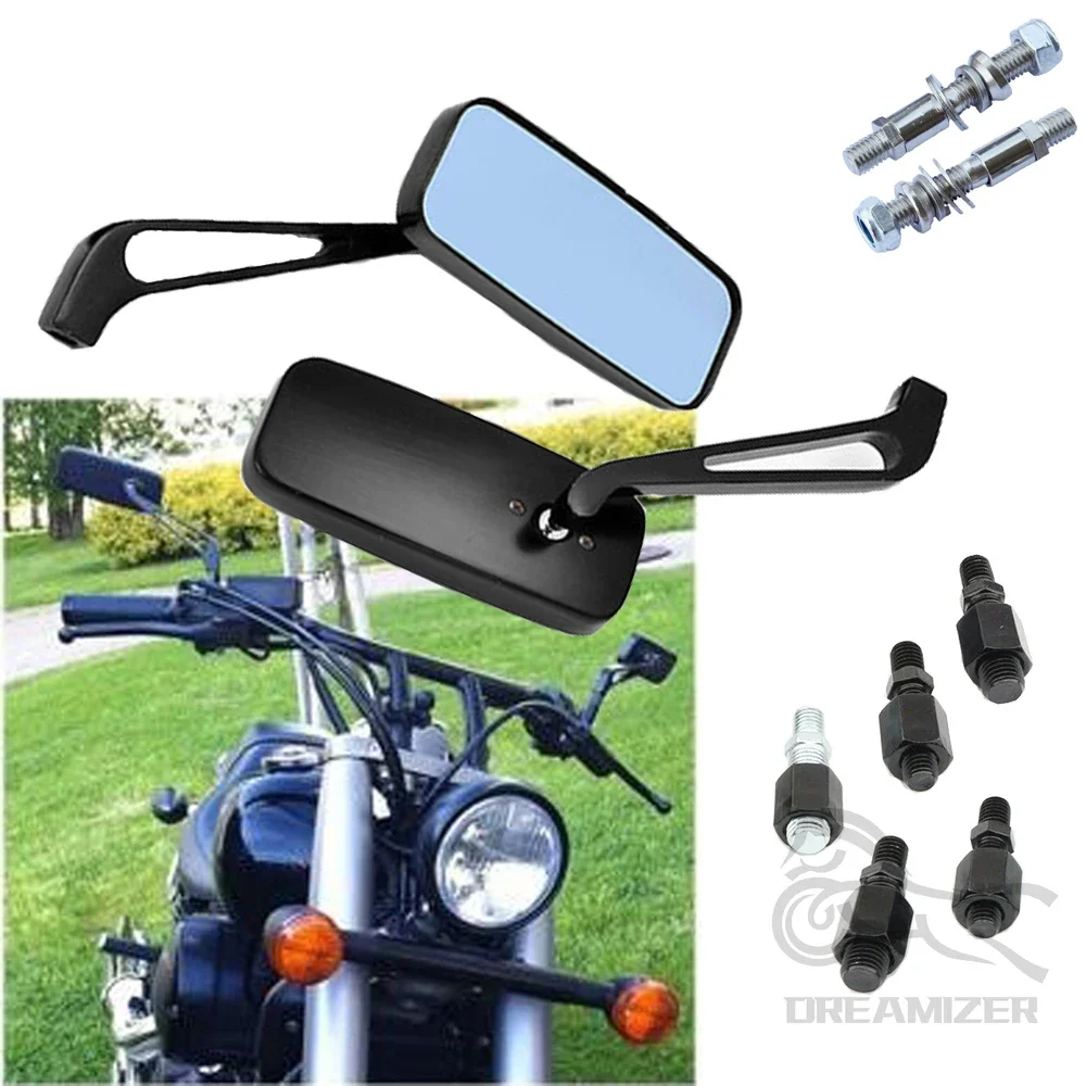 Motorcycle Bobber Rectangle Custom side Mirrors Wing For Harley Davidson Sportster 883 1200 XL1200N XL1200C V-Rod FO