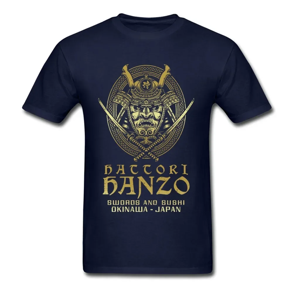 Espadas y Sushi Okinawa Japón Hattori Hanzo Samurai máscara camiseta 100% algodón cuello redondo verano manga corta Casual camiseta para hombre